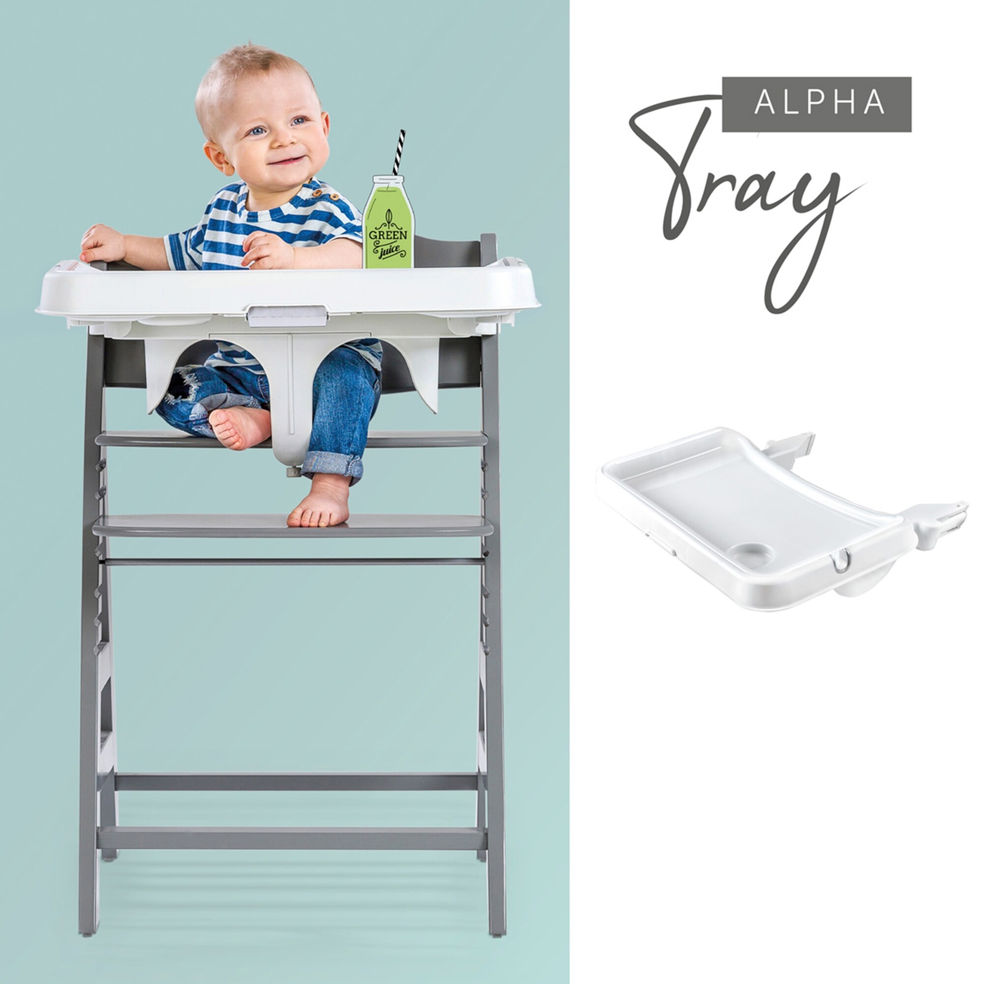 hauck Alpha Beta High Chair Tray Table White Deluxe Seat